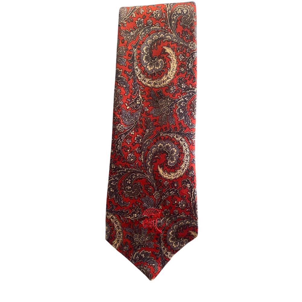 Vintage Countess Mara Sistine Satin Red Paisley Silk Tie New York